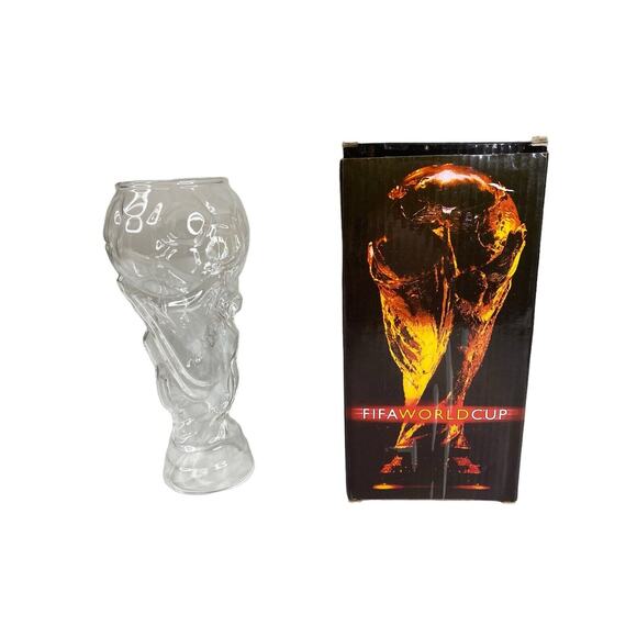 NIB FIFA WORLD CUP TROPHY BEER GLASS SOCCER FOOTBALL 2022 QATAR USA Lot of TWO - Picture 1 of 10